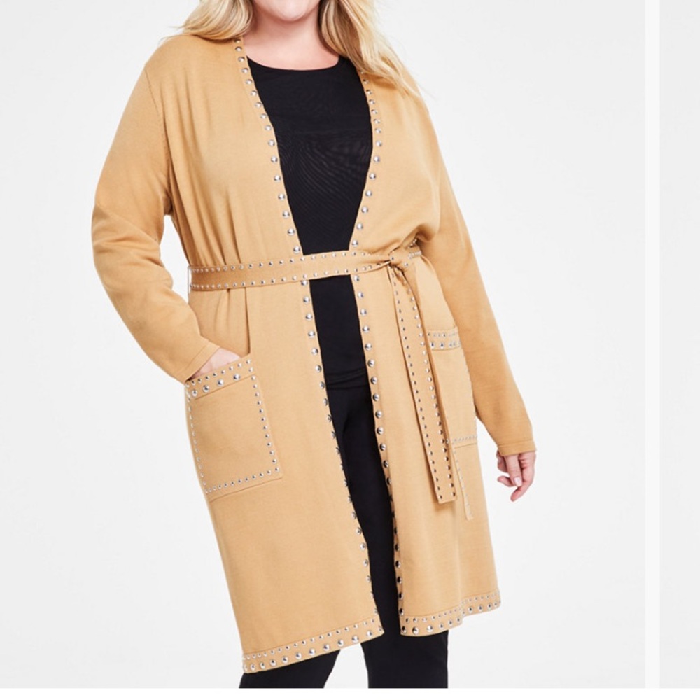 Warm Toffee Studded Cardigan 3X